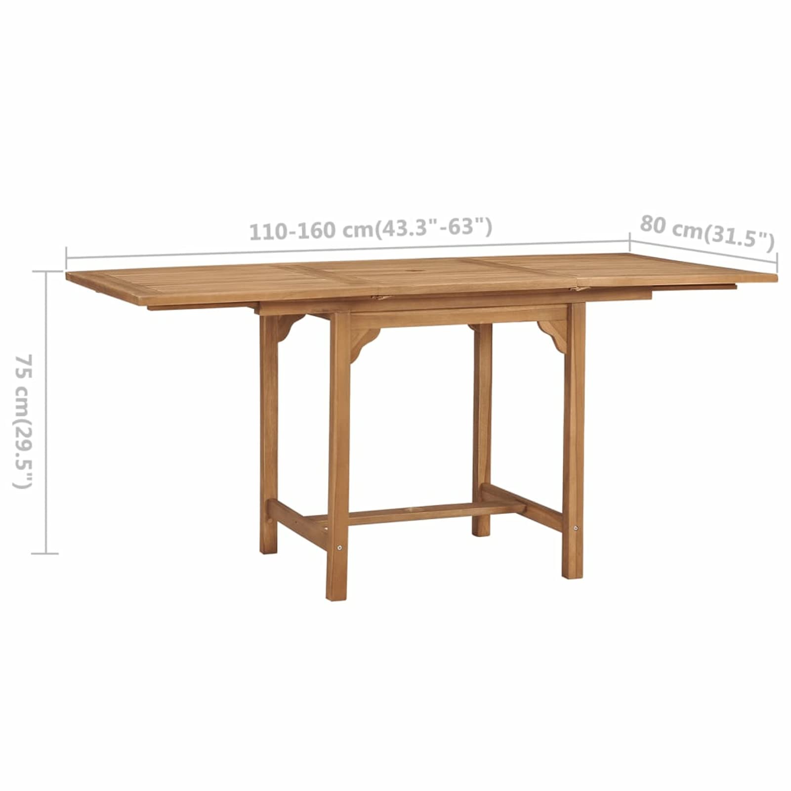 GuyAna Tavolo da Giardino Estensibile (110-160) x80x75 cm Massello Teak,Tavolo da Giardino,Tavolo per Esterni,Tavolo da Giardino Esterno