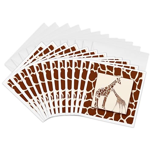 Cartes de vœux girafes aquarelles 3dRose 15x15 cm pour vos correspondances