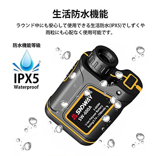 SNDWAYTOOLS SW600A ゴルフ距離計 レーザー距離計 高低差 IP54防水 ゴルフ距離計測器 ゴルフ計測器 表示切り替え フラグロック機能 距離測定器 ピンサーチ 600M測定可能 USB充電式 振動機能 レーザーゴルフ距離測定器 日本語取扱説明書付 104*76*41 6枚目