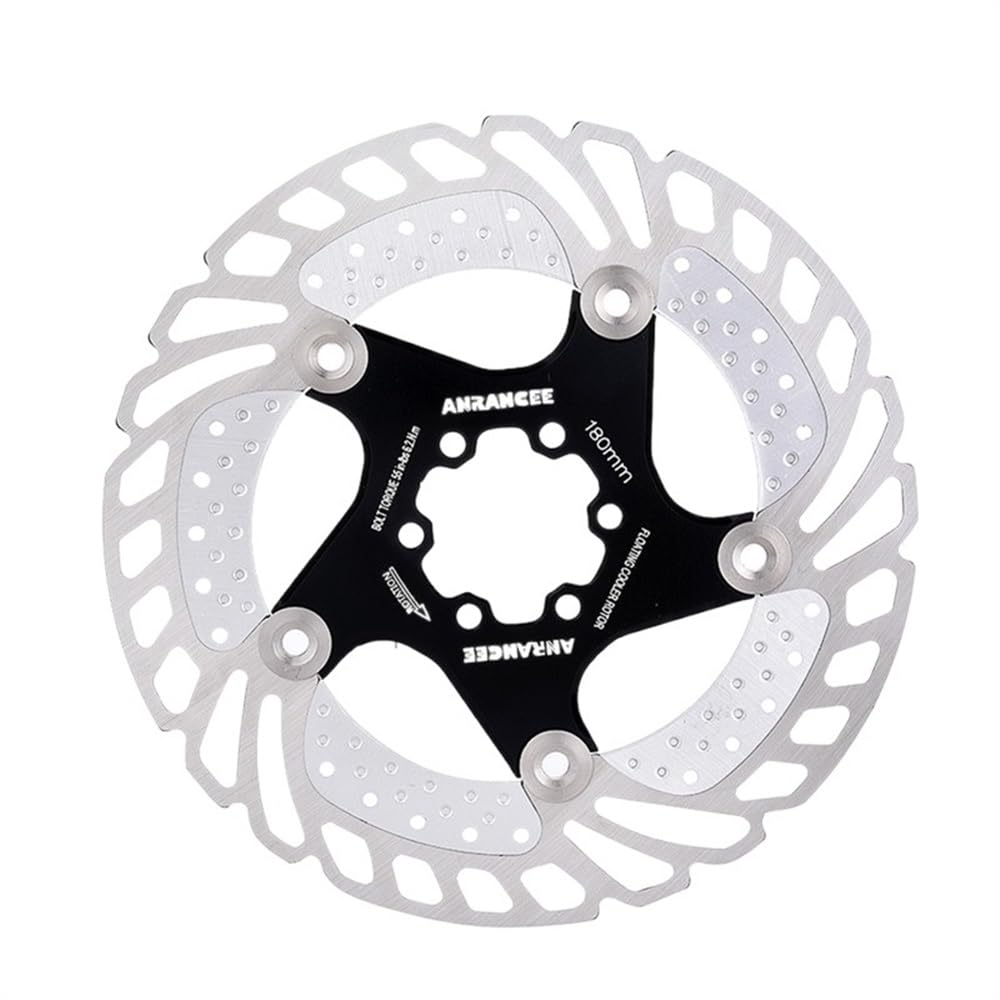 Disco Freno Padres flotantes de freno de disco de enfriamiento de bicicleta de montaña 140 mm 160 mm 180 mm 203 mm 6 pernos enfríe rotor de bicicleta Freno Disco(Metal 180mm black)