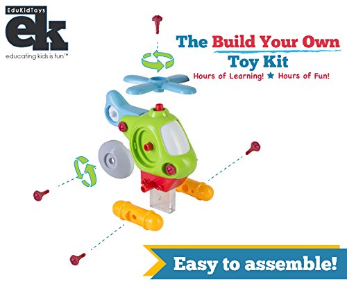 Kids Take Apart Toy Set, Airplane and Helicopter – 46 Piece Build Your Own Vehicle Kit Includes Tools, Parts – Educational Construction and Fun Learning for Toddlers, Boys, Girls – EduKids - Thumbnail 4