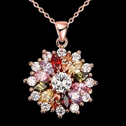 Bijoux Cristal de Zircon coloré Pendentif Rond Lune Fleur Collier