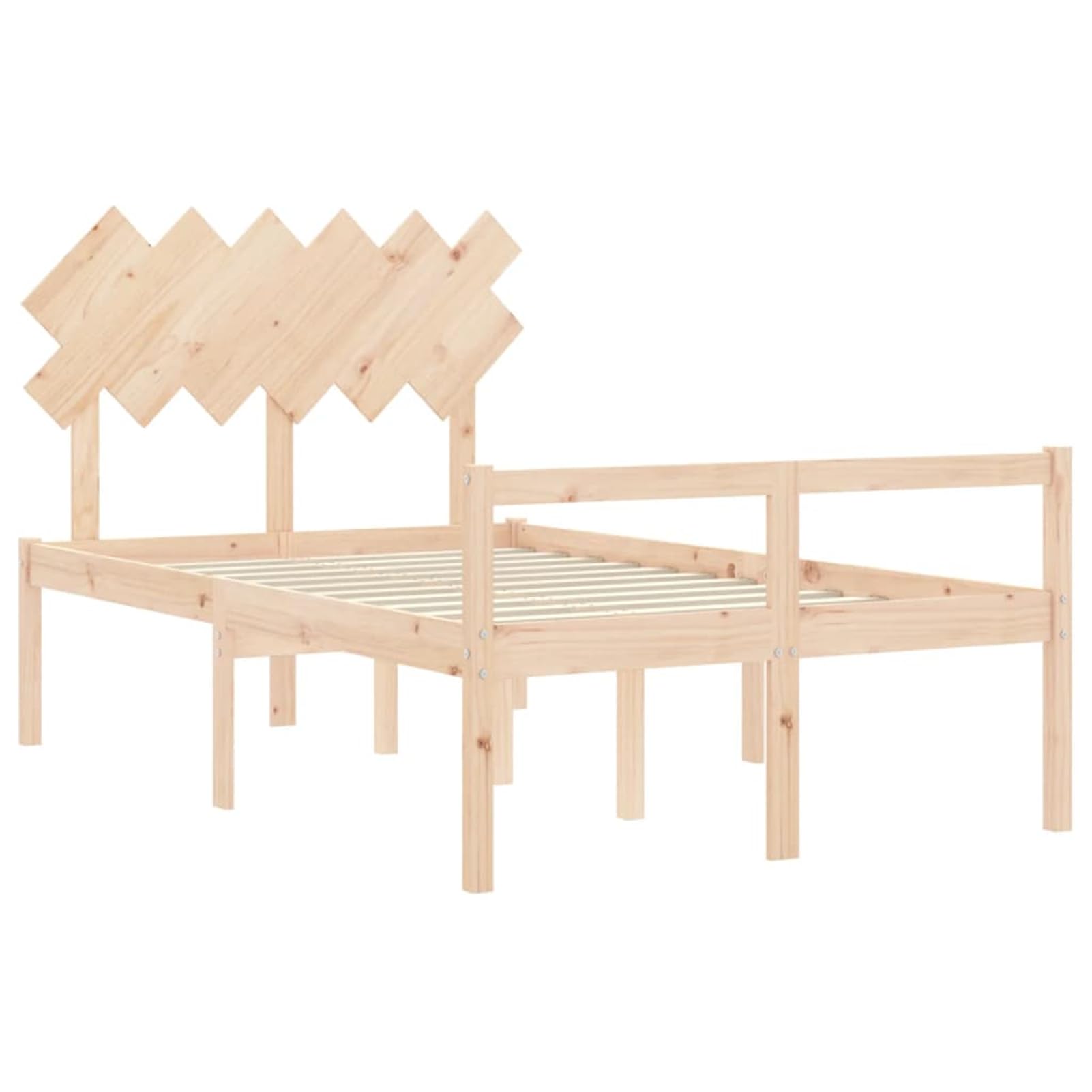 Homgoday Massives Kiefernholzbett 120x200cm mit Stauraum, Seniorengerecht, 45cm Bodenhöhe - Holzbett Model3195541