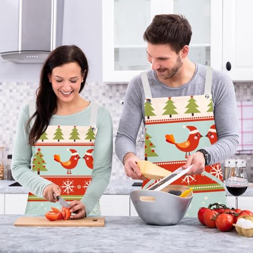 Tablier de serveuse pour restaurant et bistrot au motif oiseau de Noël