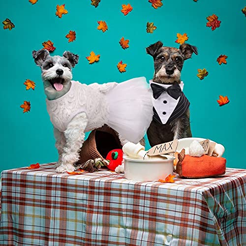 Kuoser Dog Wedding Dress, Adorable Tutu Dog Dresses, Retro Dog Dresses Outfit With Luxury Lace Pearl Bow, Striped Mesh Cute Puppy Dress For Birthday Party, Wedding, Christmas And Hollow Pet Apparel #TOP5