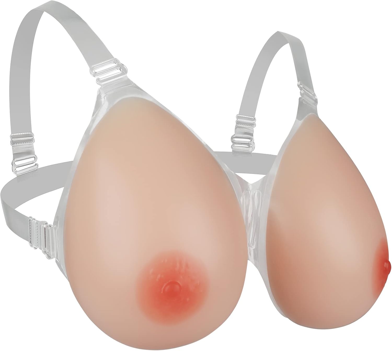 IVITA Strap on Silicone Breast Form Artificial Flase Breast with Strap Fake Boobs for Mastectomy Crossdresser Prosthesis EE Nude