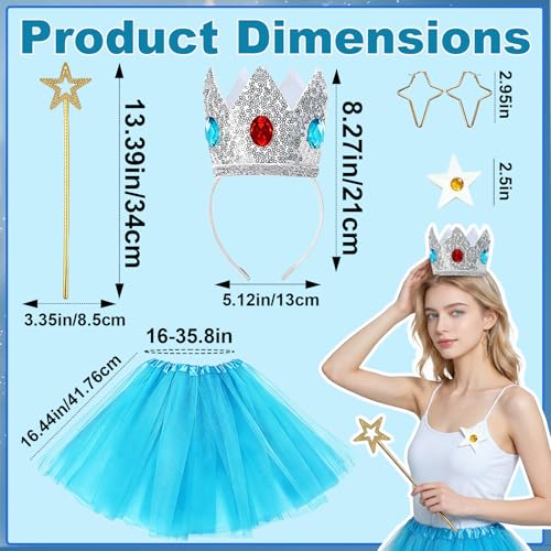 Atcarmor Princess Costume Set for Women Adult Princess Accessories Crown Tutu Skirt Gloves Earrings Brooch for Halloween Cosplay (Princessoutfit00A2)