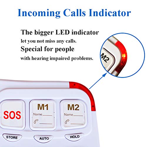 Big Button Corded Phone with 3 One-Touch Speed Dial, HePesTer P-45 Picture Care Phone for Seniors with Memory Protection/Wall Mountable/SOS Emergency