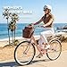 VIRIBUS Beach Cruiser Bike for Women, Womens Bike 1 Speed 24 inch, Cruiser Bike with Basket, Step Through Bicycle for Short Women, Female Bicycles for City Commuter Vintage Pink