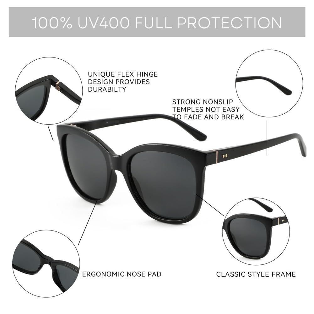 Modische, polarisierte Schmetterlings-Sonnenbrille für Damen, UV400-Schutz, Oversize-Schnitt, quadratische Sonnenbrille, 1,07