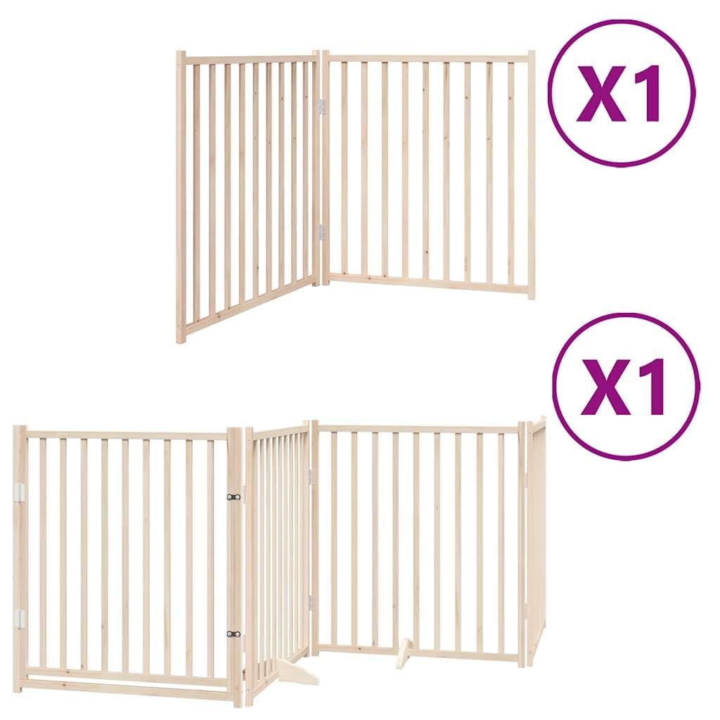 Homgoday Barrera para Perros,Barrera de Seguridad para Perros Mascotas,Valla Perros Interior Puerta para Perros Plegable 6 Paneles Madera de álamo 480 cm
