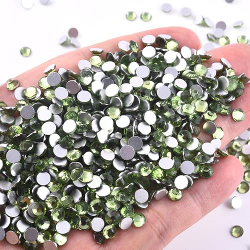 Image of 288 Pieces SS30 /6.4-6.6mm Flat Back Crystal Rhinestones Round Gems for Nail Art,Lt.Peridot