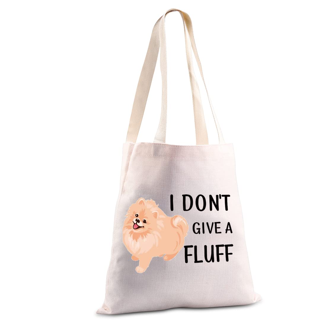 JXGZSOPomeranian Dog Canvas Tote Bag I Don’t Give A Fluff Dog Mom Shopping Bag Pomeranian Lover Gifts