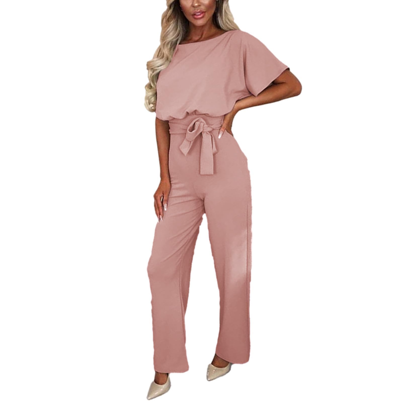 Elegante pantaloni da donna Estate tuta da donna manica corta O-collo elegante tuta lunga tuta pantaloni tuta tuta tuta pagliaccetto estate donna