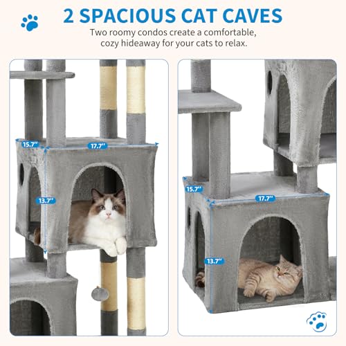 Árbol multi-nivel para gatos grandes de interior 61 pulg miniatura 3