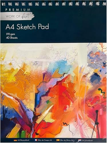 1ABOVE Artists Sketch pad,Spiral Bound Sketch Pad Sketch Paper for Artists. Ideal for The Studio, School Or at Home - 170gsm Cartridge Paper (A4)