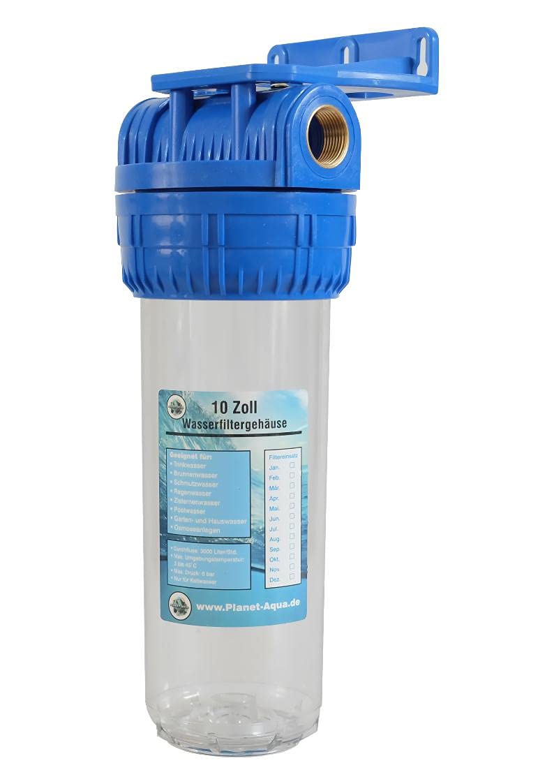 Filtergehäuse SET 10 Zoll 1" IG mit 2 x Sediment Wickelfilter Wasserfilterpatrone Kartusche 5 Mikron, Filterschlüssel und Wandhalterung Wasserfilter Hauswasserwerk Garten Pumpen Hauswasserleitung