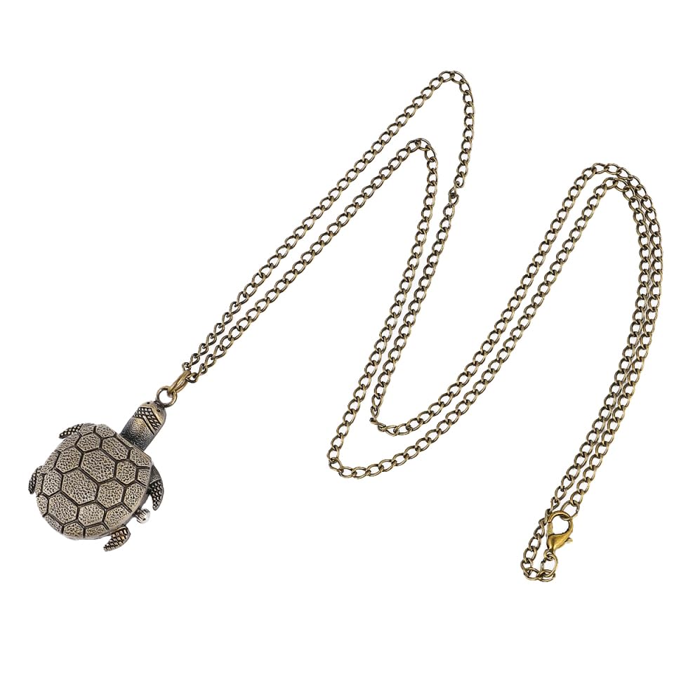 CALLARON Reloj Retro Colgante de Tortuga Reloj de Bolsillo Creativo Aleación de Zinc Diseño Vintage para Hombres y Mujeres Joyería Portátil para Ocasiones Obsequios