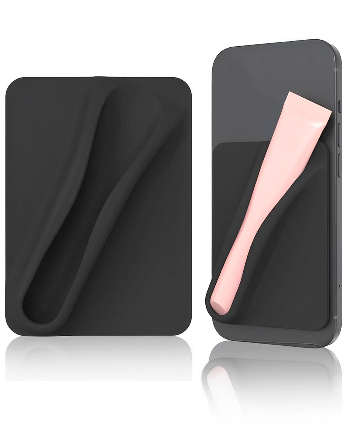 Lipgloss Custodia per cellulare, con supporto lucidalabbra, supporto per lucidalabbra, custodia per telefono per,porta rossetto per rossetto,accessori cellulare,gancio per cellulare (nero)