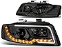 Pair of Smoked Housing Amber LED DRL Projector Headlight Compatible with Audi A4 / S4 Quattro B6 Typ 8E 02-05