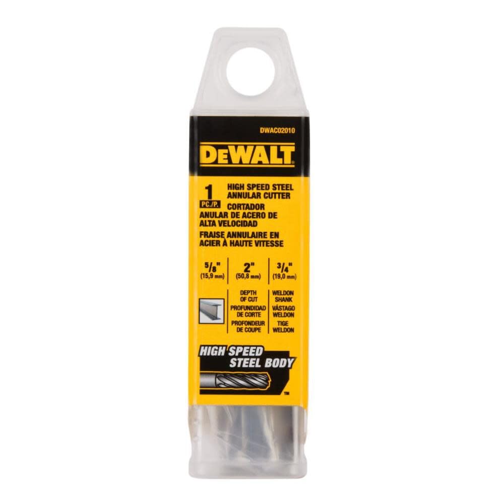 DEWALT Annular Cutter - 5/8" Diameter, 2" Cut Depth, HSS, 3/4" Weldon Shank For Magnetic Drill 3 thumbnail image