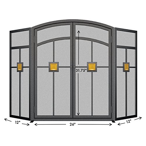 Panacea Products 15137 3-Panel Mission Fireplace Screen,Black #TOP1