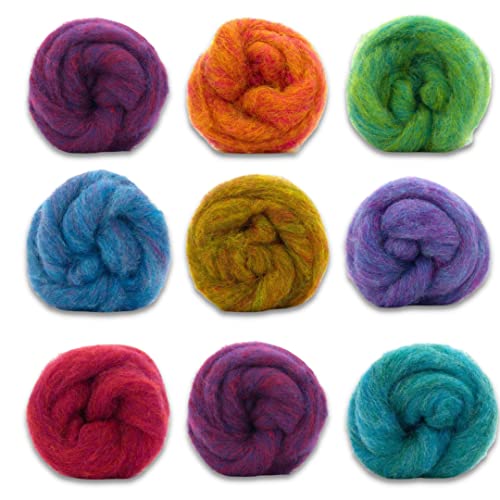 Image of Revolution Fibers Frutti Looped Wool Variety Pack | 8 Luxurious Blended Colors of Corriedale Fleece Fiber | Perfect for 3D Needle Felting, Wet Felting & Spinning