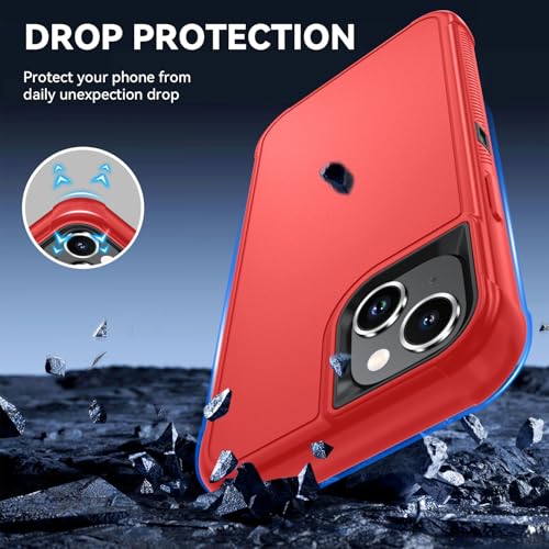 Image of SunStory Compatible with iPhone 13 /14 Case with HD Screen Protector, 3-Layer Heavy Duty Full-Body Cover,3 in 1 Hybrid Protective Case for iPhone 13 /14 6.1 inch, Red