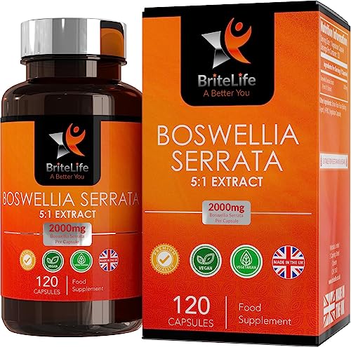 BL Boswellia | 120 Boswellia Serrata Capsule - Boswellia Serrata Capsule 2000 mg | boswellia integratore | Non-OGM, Senza Glutine e Allergeni | Prodotto nel Regno Unito