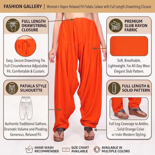 Image of FASHION GALLERY Women's Rayon Relaxed Fit Patiala Salwar with Full Length Drawstring Closure Type and Flexible Waist | Patiala Pant for Woman Free Size Fit Upto XXL