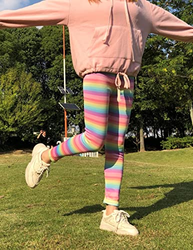 Kiench Girls' Fleece Leggings Winter Warm Thick Printing Kids Pants3