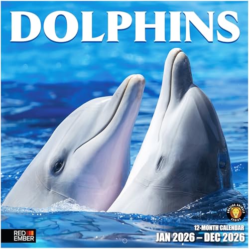 Calendrier 2026 dauphins RED EMBER idée cadeau idéale pour les passionnés de nature et d'océan