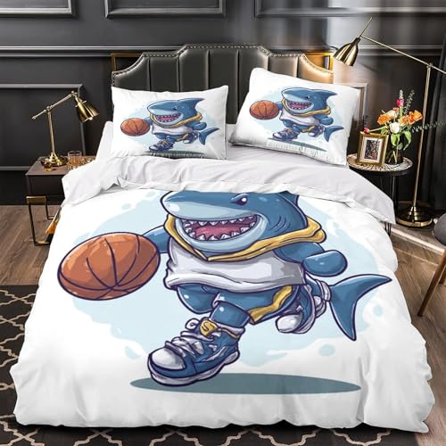 Housse de couette basket requin 135x200cm en microfibre 3D haute résistance - 2