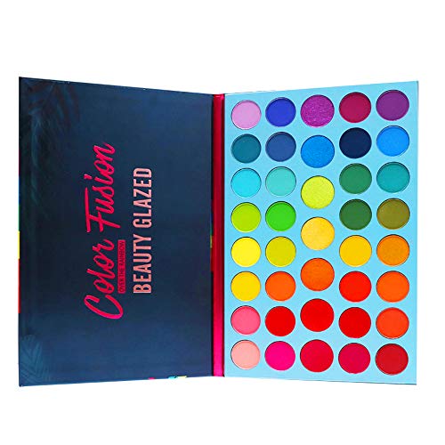 Beauty Glazed Eyeshadow Palette Metallic Eye Shadow Matte Makeup Pallettes Sets Color Fusion Palette Rainbow and Shimmer Pigmention Easy to Blend Make Up Pallet 39 Color