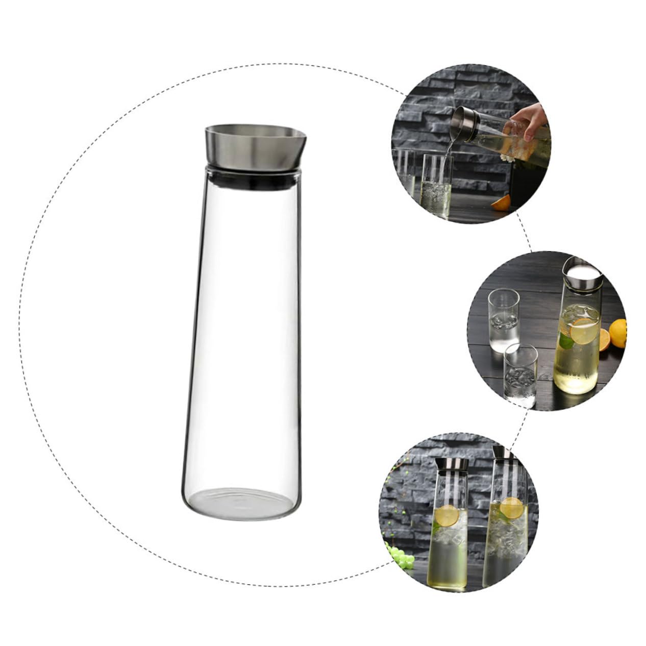 Kaltwasserkrug 1l aus Glas mit Dichtem Deckel für Haushalt | Klassische, Elegante Form, für Büro und Wohnzimmer, Transparentes Design, Große Füllmenge