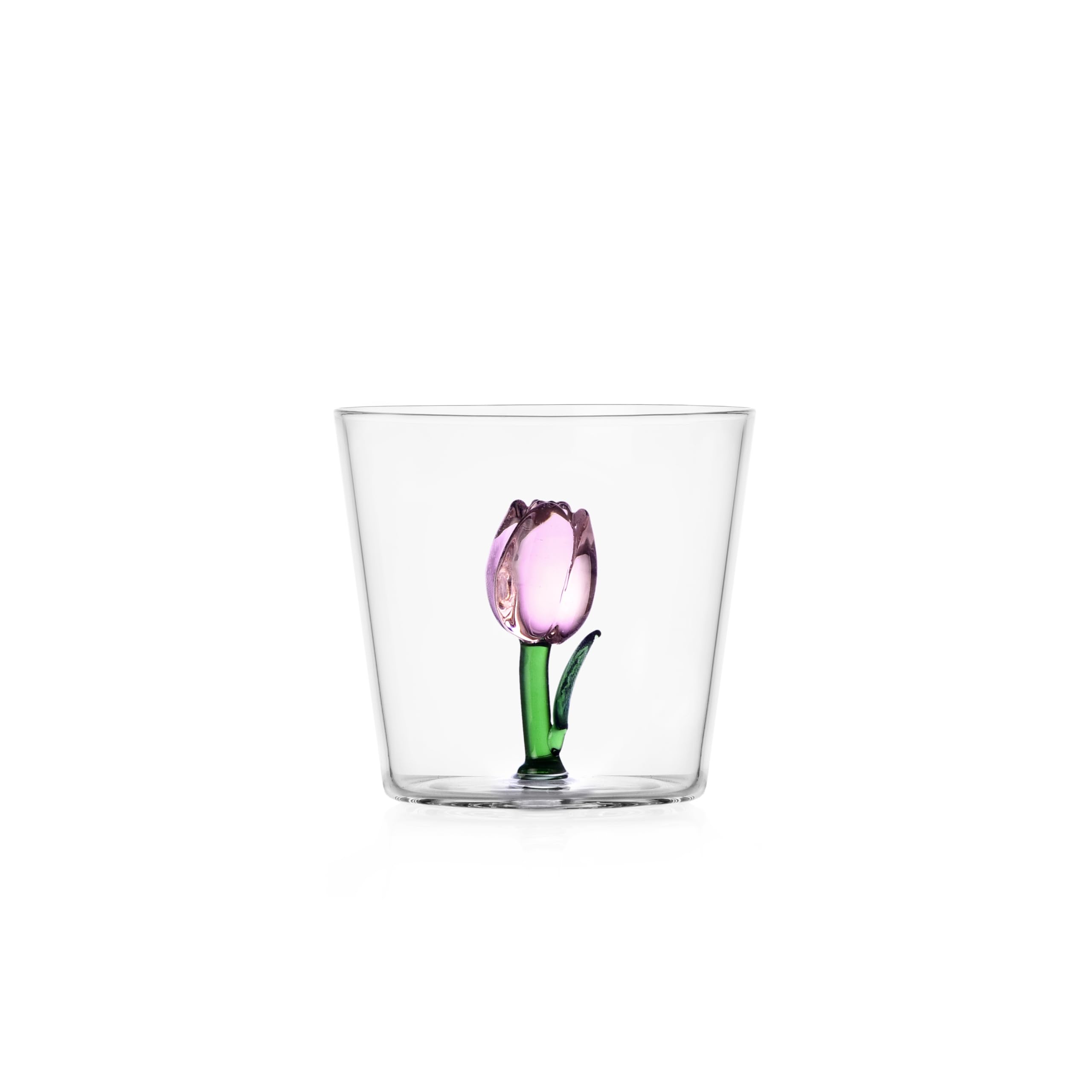 Ichendorf Milano Botanica Collection Pink Tulip Tumbler, 30 cl, Borosilicate Glass, Handmade