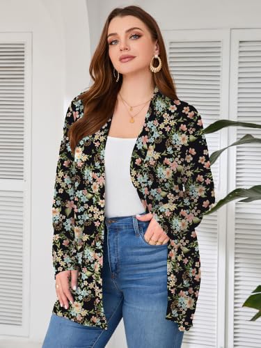 Image of AusLook Plus Size Lightweight Cardigans for Women Open Front Pockets Jacket