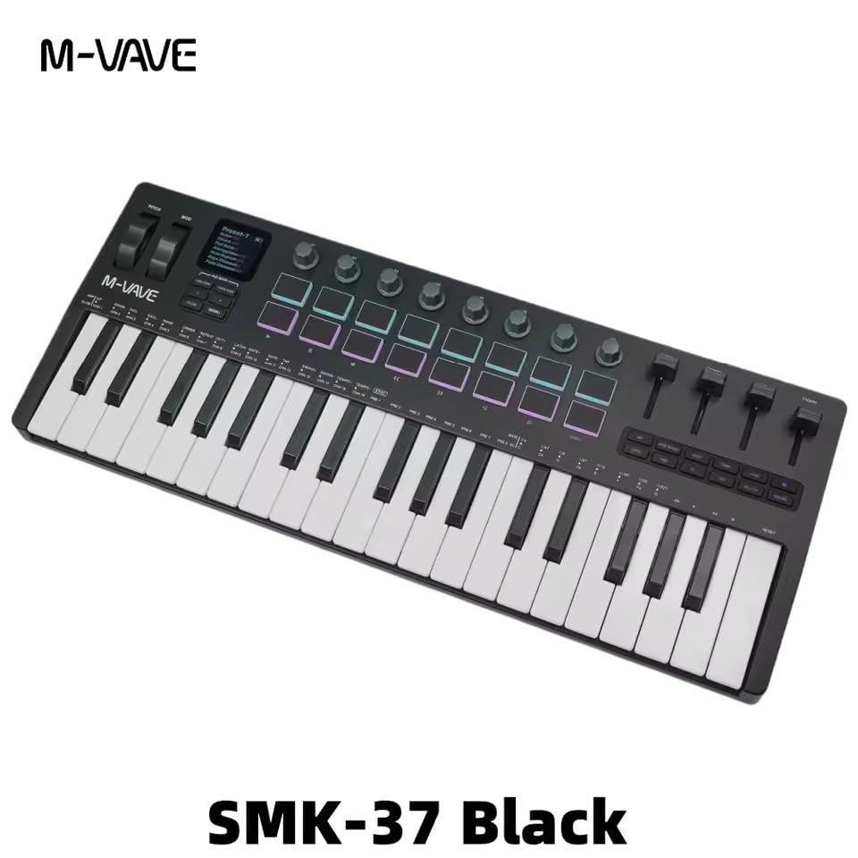 M-VAVE 37-Key MIDI Keyboard Controller – Velocity-Sensitive Keys