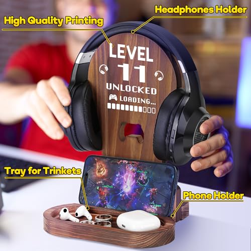11th Birthday Gamer Stand - Unlocked Level 11 Wooden Headset Stand & Decoration for Boys - Image 5
