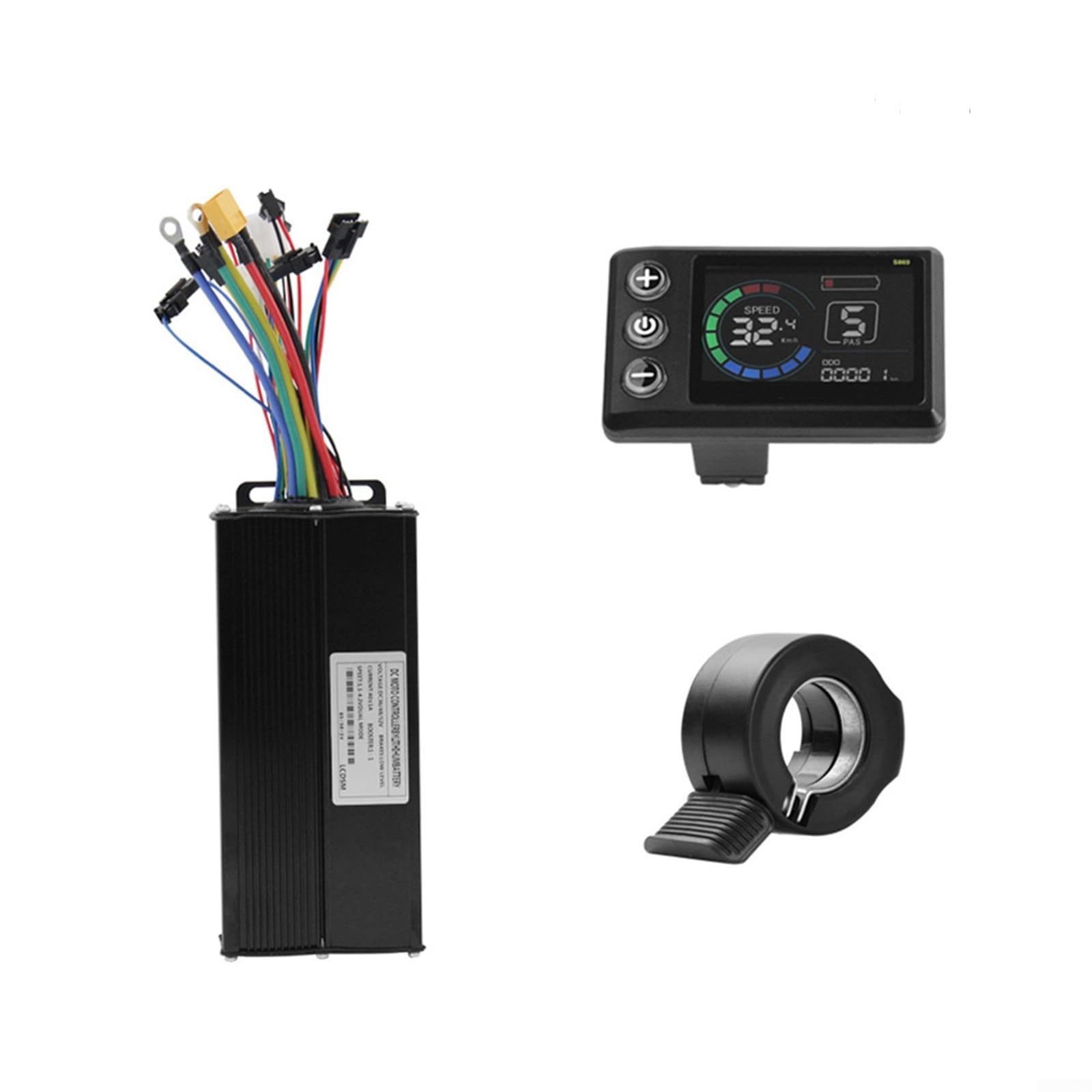 Contrôleur d'onde sinusoïdale trimode pour vélos électriques avec panneau de bord LCD s869 et poignée d'accélérateur compatible avec les systèmes de batterie 24 V 36 V 48 V jusqu'à 2000 W (17 A)