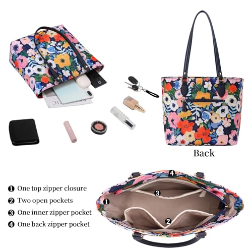 Image of Tote bags for women, tote purse, nylon tote bag, with zipper and pockets, waterproof (Vivid)