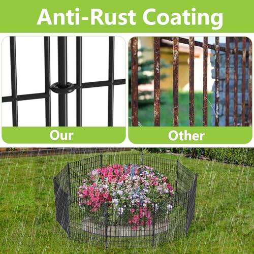 Image of Toolterritary 5 Panels No Dig Garden Fence with Gate, 40 in(H) X 12.1 ft(L) Metal Fence Panels, Thickened Rustproof Garden Fencing, Animal Barrier for for Dogs, Rabbits, Landscape, Patio