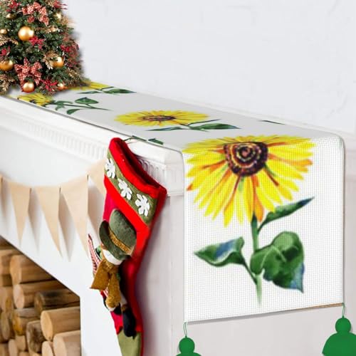 Chemin de table en lin imprimé tournesol d'été pour repas de mariage convivial - 7