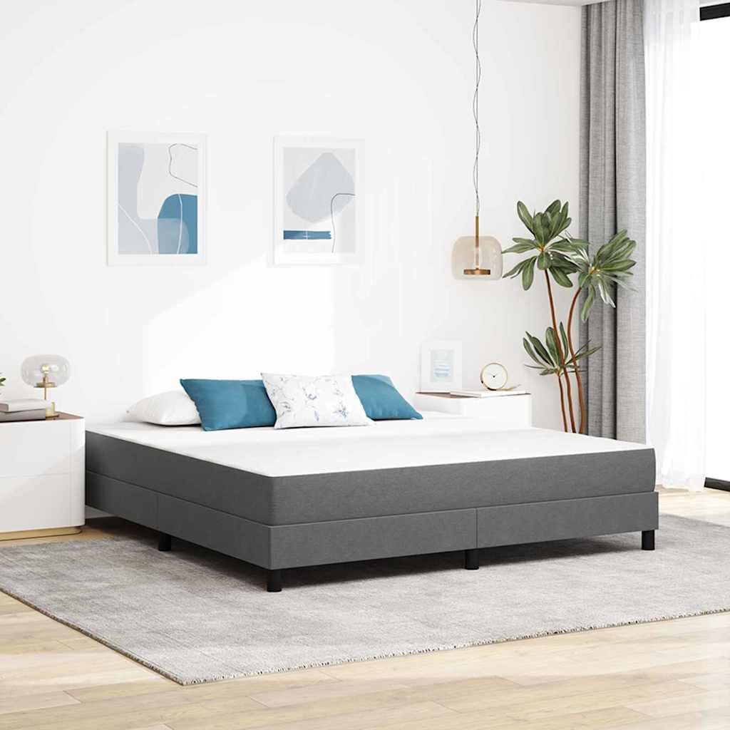 Colchón de cama con colchón gris claro, 180 x 200 cm, funda de tela, marco de madera, núcleo de muelles ensacados, diseño moderno, tamaño Super King Size
