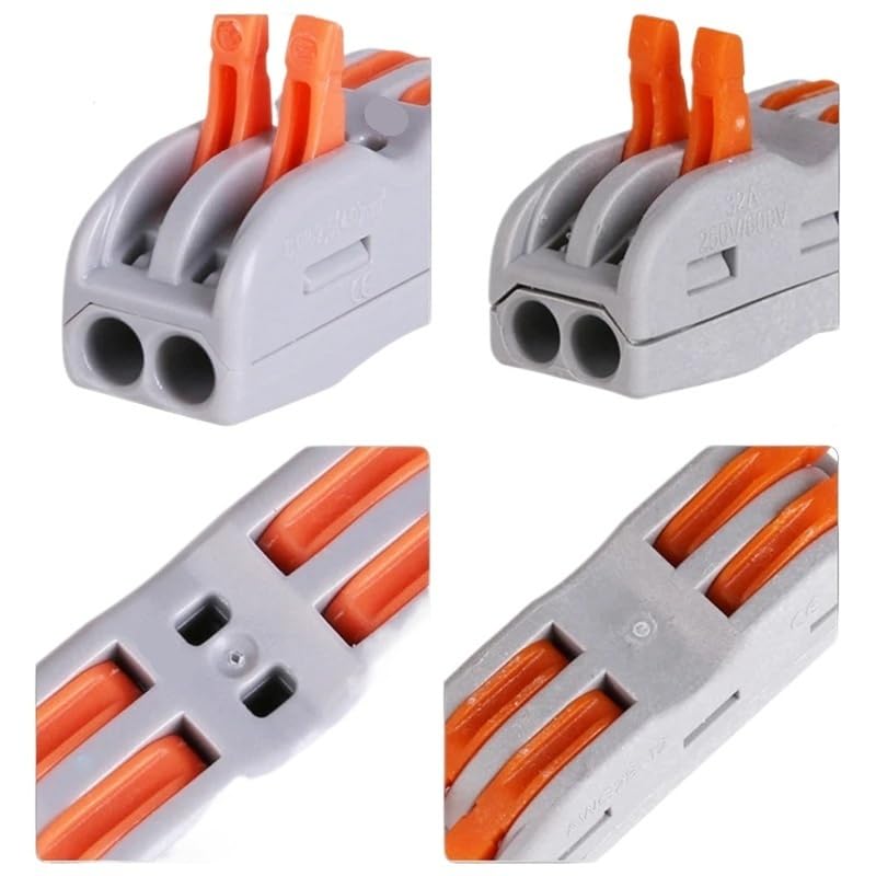 Conector de cable rápido de 55 piezas, conectores de palanca de empuje de cableado rápido, bloque de terminales de cableado eléctrico con caja de almacenamiento(60PCS)