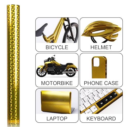 Image of Lypumso Plating Chrome Gold Vinyl Wrap Film, Mirror-Like Gloss Finish for Car, Motorcycle | Easy DIY Install & Air Release | Removable No Residue 1ft x 10ft