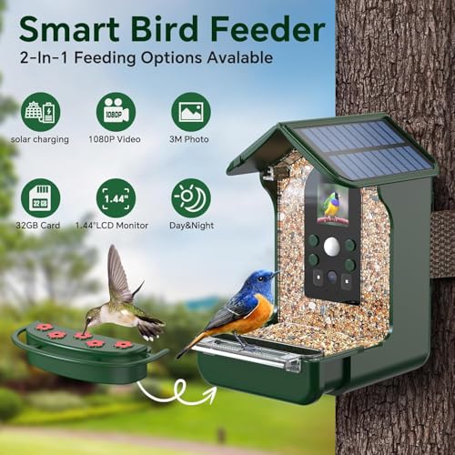 Rkdely Bird Feeder With Camera Solar Powered, Smart Bird Feeder Camera 1080P Hd Auto Capture Photo And Video, Camera Wireless Outdoor Garden Pir Motion, Present For Bird Lovers - 2