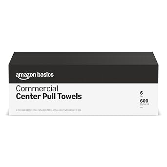 Amazon Basics 2-Ply White 7.6" Center Pull Paper Towels | Bulk Centerfeed Hand Towels | Compatible with Universal Dispensers | FSC Certified | 600 Sheets per Roll 6 RollsPreviouly AmazonCommercial