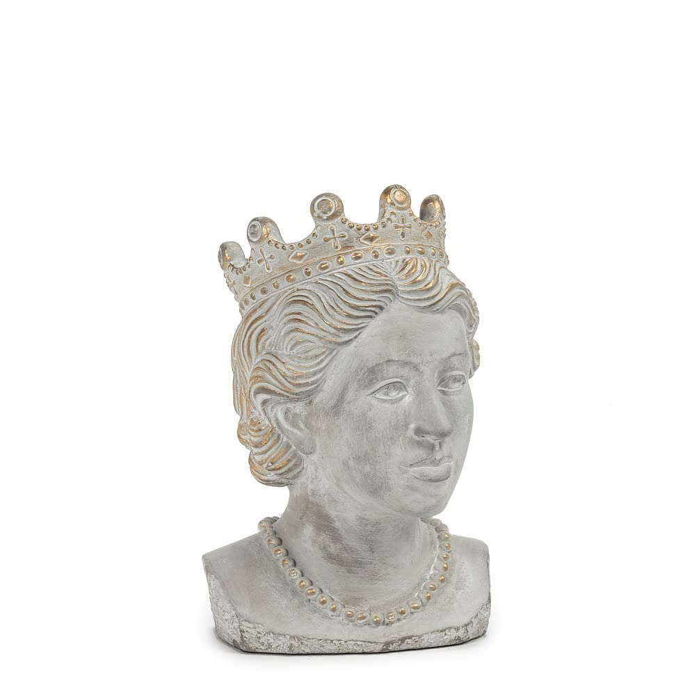 212 Main 9 in. Queen Head Planter Grey & Gold - Small