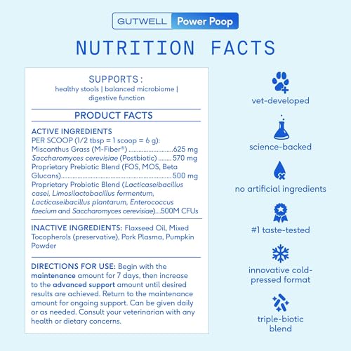 Image of Native Pet GutWell Power Poop - Digestive Support & Fiber for Dogs - Promotes Healthy Stools, Supports Balanced Microbiome & Digestive Function - Triple-Biotic Blend & M-Fiber - 60 Scoops
